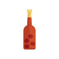 Glass bottle containing red wine with grapes floating inside vector