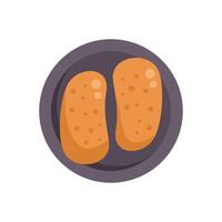 Two pieces of bread lying on a round plate vector