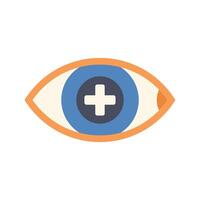 Human eye focusing on add button with plus sign inside vector