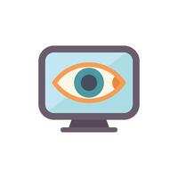 Computer screen showing big eye watching user activity vector