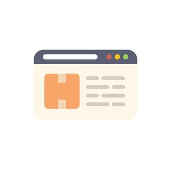 Website showing delivery tracking information with cardboard box icon vector