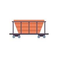 Empty mining cart standing on rails icon vector