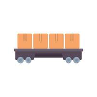 Platform railway cargo wagon delivering goods from distribution warehouse vector