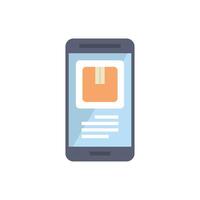 Smartphone showing parcel tracking app interface with cardboard box vector