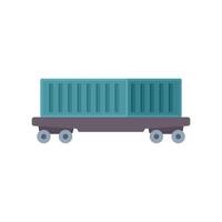 Train platform carrying cargo container for transportation vector