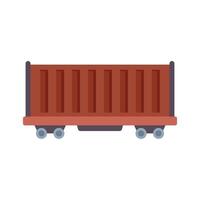 Empty freight wagon standing on rails for transportation of goods vector
