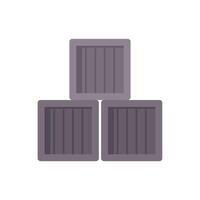 Three grey wooden crates stacked forming a pyramid shape vector