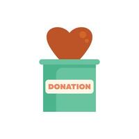 Donation box with heart representing charity and support vector