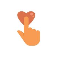 Hand pointing heart icon for charity donation website vector