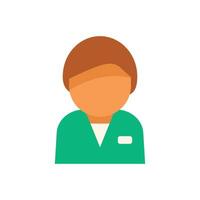 Friendly cartoon character avatar wearing green uniform and name tag smiling vector