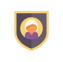 Shield protecting user account with profile picture inside vector