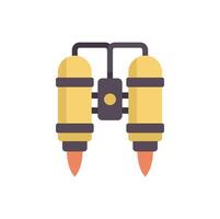 Jetpack with two tanks is burning fuel, illustrating the concept of launching a startup business vector