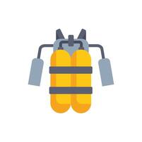 Scuba diving equipment with two oxygen tanks and regulator vector