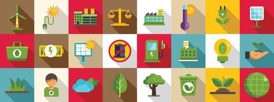 Co2 neutral icons set. Eco friendly icons promoting green energy and sustainable practices vector