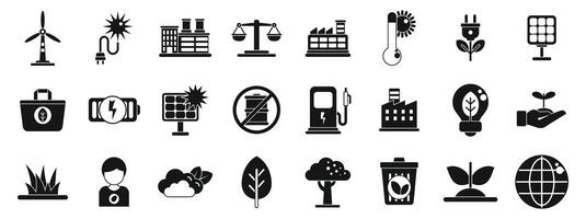 Co2 neutral icons set. Ecology and renewable energy icons promoting sustainable practices for a greener future vector