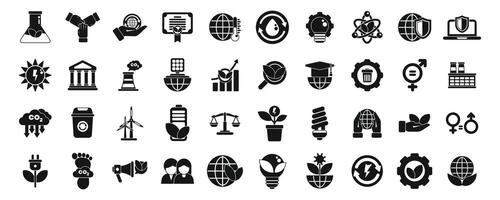 Esg icons set. Environmental sustainability icons promoting green practices and global responsibility vector
