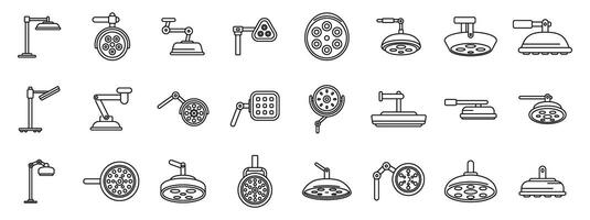 Surgical lamp icons set. Surgical lights providing illumination in operating room setting vector