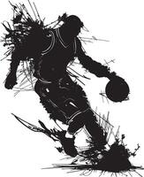 Basketball player dribbling with intense abstract design vector