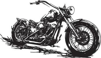 Detailed silhouette of a custom chopper motorcycle, representing freedom, power, and a rebellious spirit on the road. vector