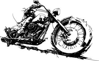 A black and white drawing of a motorcycle vector