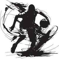 Dynamic basketball player silhouette with abstract strokes vector