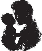 Artistic Silhouette of Father and Child vector