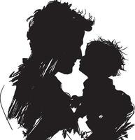 Silhouette of a Father and Child Nose to Nose vector