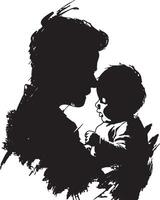 Silhouette of a man and child vector