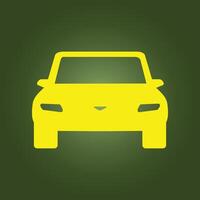A yellow car icon on a green background vector