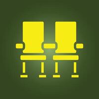 Two yellow chairs on a green background vector
