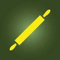 A yellow rolling pin icon on a green background vector