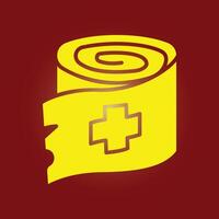A yellow roll of bandages with a cross on it vector