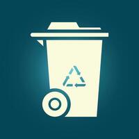 A trash can icon with a recycling symbol vector