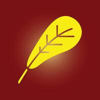 A yellow leaf icon on a red background vector