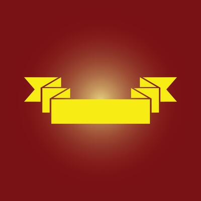 A yellow ribbon on a red background