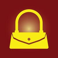 A yellow purse icon on a red background vector
