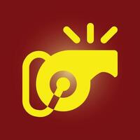 A yellow whistle icon on a red background vector