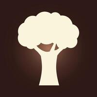A white broccoli tree icon on a brown background vector