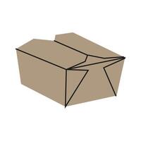 Brown, crumpled takeout container resting on a simple white background in an indoor setting vector