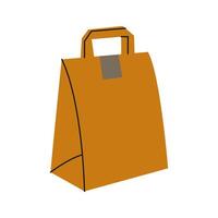 Stylish brown paper bag on a white background, perfect for carrying lunch or snacks vector