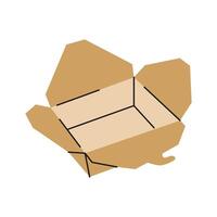 The image features an open cardboard box, revealing its empty interior vector