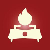 A red background with a white fire icon vector