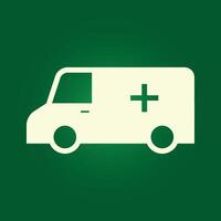 An ambulance icon on a green background vector