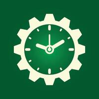 A green clock icon on a green background vector