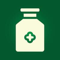 A bottle with a cross on it on a green background vector