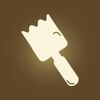 A white paint brush icon on a brown background vector