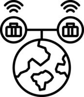 A globe with two luggage and a wifi symbol vector