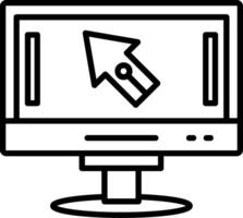 A computer monitor with an arrow pointing to it vector