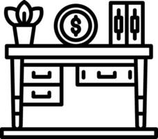 A desk with a clock and money on it vector