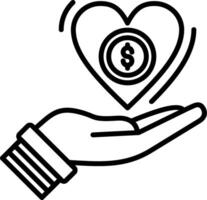 A hand holding a heart with a dollar sign vector